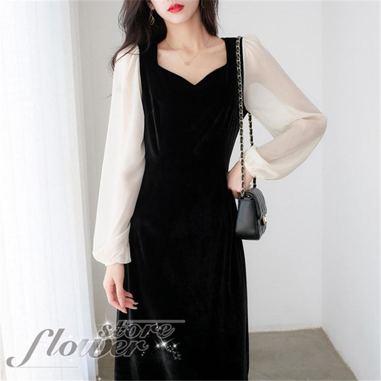 マキシワンピース レディース 40代 秋冬新作 長袖ワンピース ベルベットワンピース 黒 ロング丈スカート Aライン 厚手 オシャレ 大人 上品 大きいサイズ Hhno375 Flowerstore 通販 Yahoo ショッピング