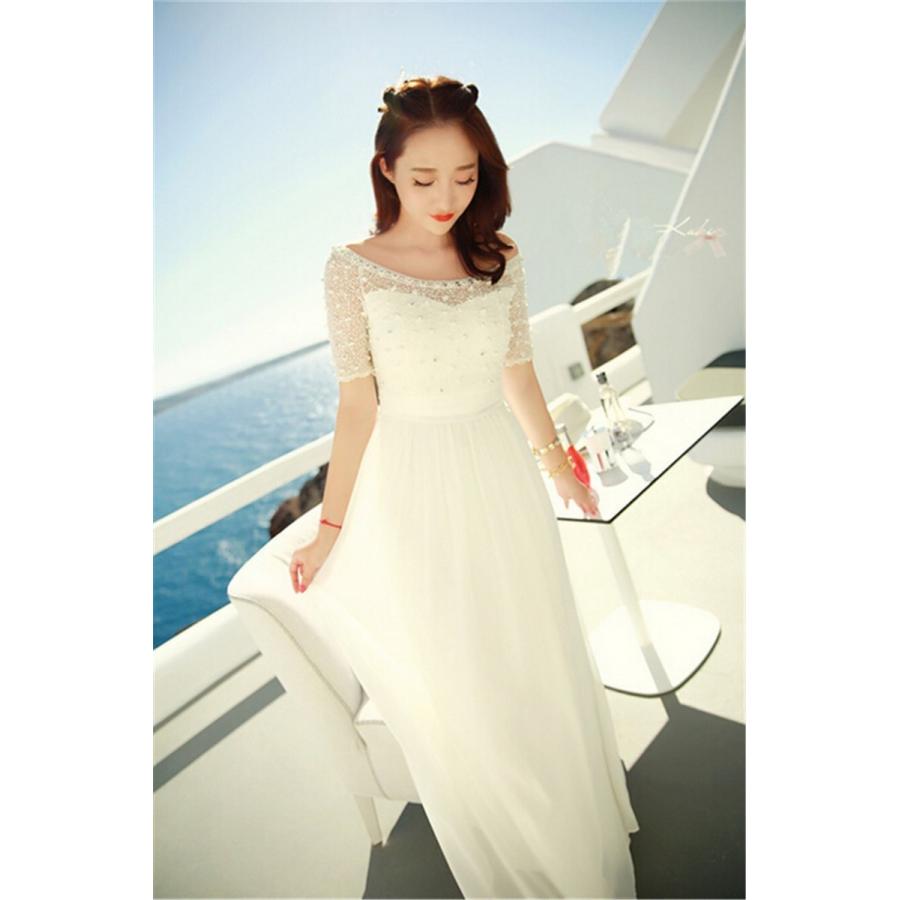 マキシワンピース シフォンワンピース ドレス マキシ丈ワンピース 結婚式 白 ホワイト 春 ロング ノースリーブ マキシワンピ ワンピース レディース Ops030 Flowerstore 通販 Yahoo ショッピング