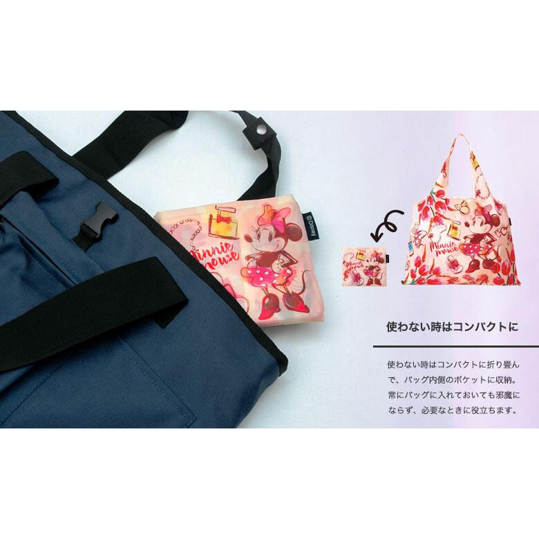 プレーリードッグ ディズニー エコバッグ 【市松 ミニー】 大容量 2WAY 折りたたみ ショッピングバッグ おしゃれ 可愛い メール便無料 |  | 01