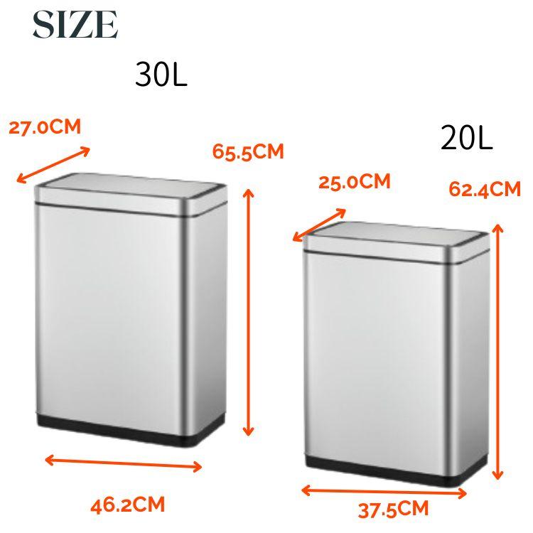 EKO ゴミ箱 30L 30リットル 自動開閉 大容量 スリム ステンレス 横型