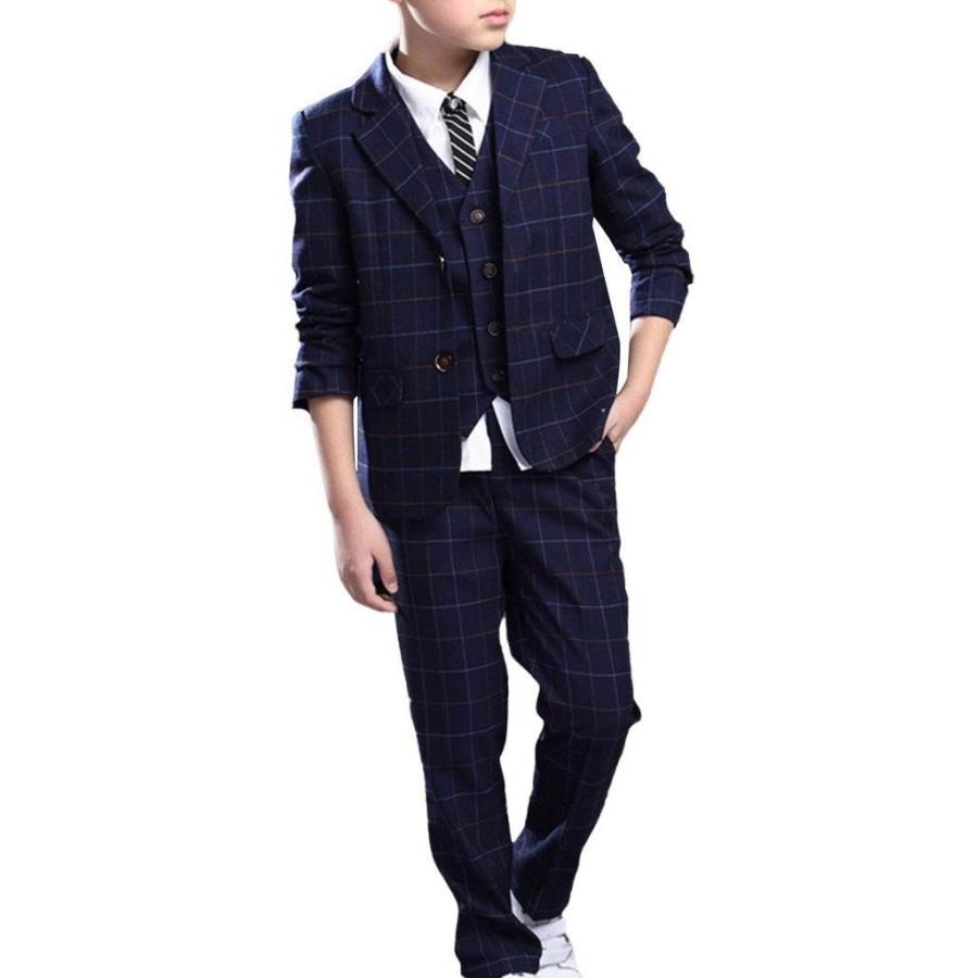 コ ランド Co Land 子供服スーツ男の子タキシードベストフォーマル上下セット3点チェック柄紳士服ジュニアボーイズ入学式卒業式160 Supersport Tn
