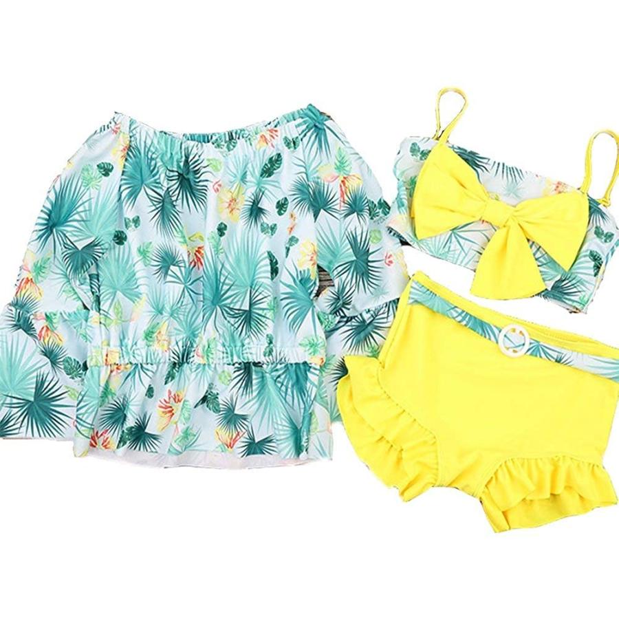 Ymgot 子供 水着 女の子 セパレート 長袖 花柄 キッズ ビキニ 水着 3点セット水泳 スイミング 日焼け対策 2 80 90cm Winestyles Jp