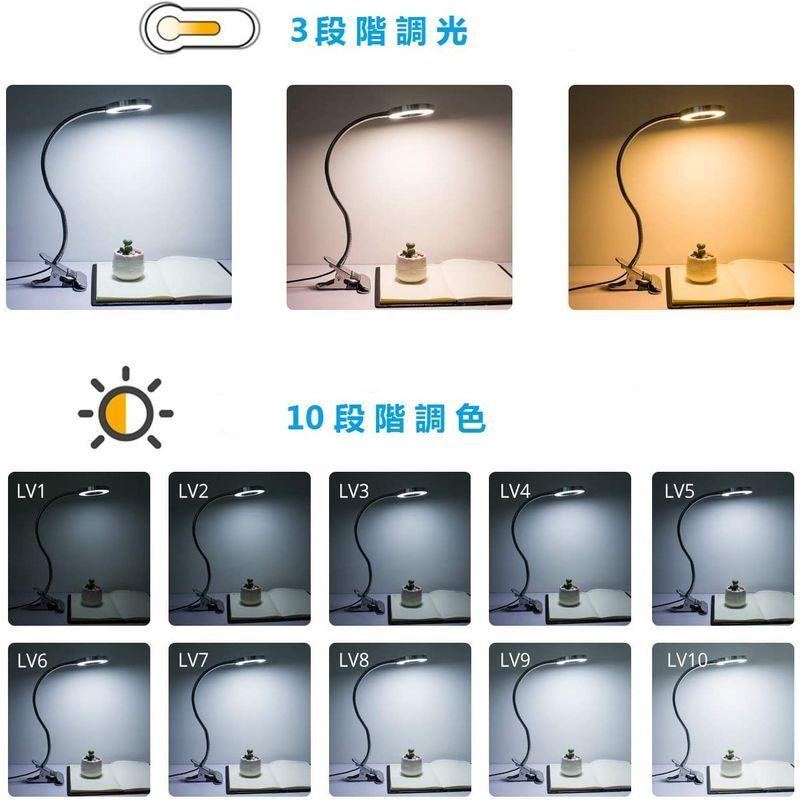 売れ筋 Semlos クリップライト24 Led 電気スタンド 3階段調色 10階段調光 800ルーメン Ledライト 読書灯 8ｗ 360 回転