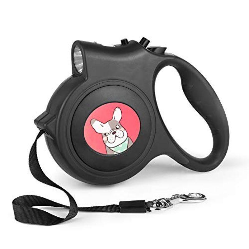 楽天市場 犬リード 伸縮式リード ペット用品 自動巻き取り式ドッグリード 小中大型犬用 簡単操作 長さ5m 照明ライト付き 散歩ひも 訓練 黒 Ccps Sn