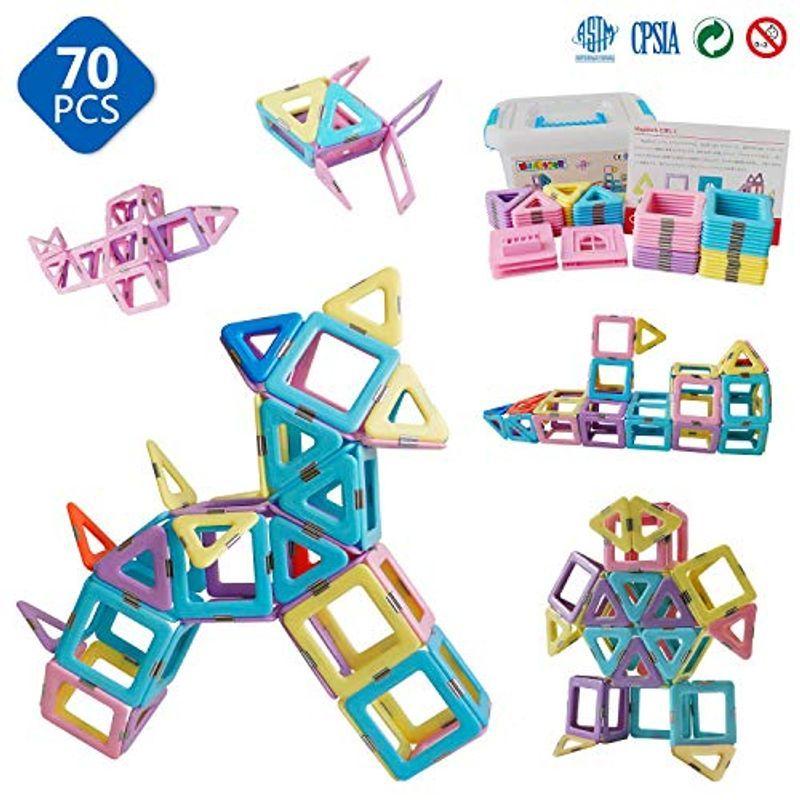 セール Magblock 70ピースおもちゃマグネットブロック磁気おもちゃ 子供 知育玩具 立体パズル 幼児 に 人気 の おもちゃ 女の子 男の子 Cisama Sc Gov Br