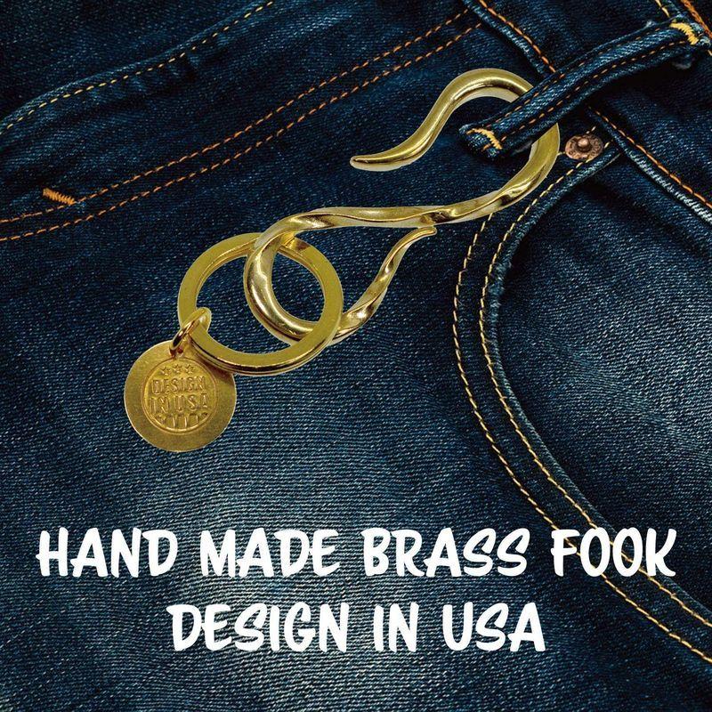 USA アメリカン デザインフック バイカー キーホルダー キーチェーン ウォレットチェーン ブラス 年間定番 真鍮 無垢 ;AMOKY-016