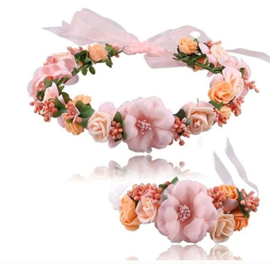 新婦人 花冠 腕輪 2点セット 花かんむり 髪飾り ウェディング ヘアアクセサリー 小物 低価格 ヘッドドレス 発表会 花 ブライダル 花嫁