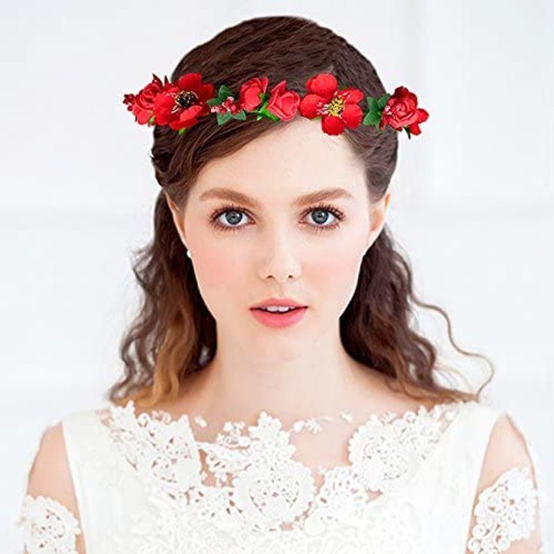 花かんむり 花冠 桜 赤 ヘッドドレス 髪飾り Fhkan019rd コサージュ 初回限定 ドレス花冠 ウエディング