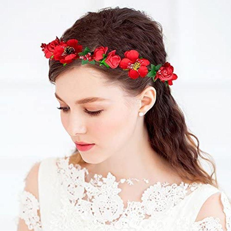 花かんむり 花冠 桜 赤 ヘッドドレス 髪飾り Fhkan019rd コサージュ 初回限定 ドレス花冠 ウエディング