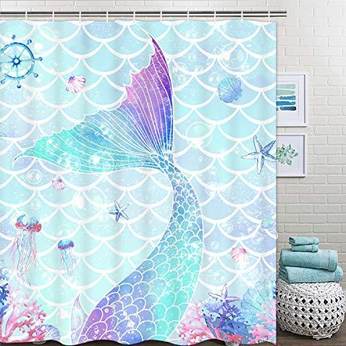 Pknoclan シャワーカーテン 可愛い人魚姫 海底 175 X 178cm バスカーテン 防水防カビ 風呂カーテン シンプル おしゃれ Fluffy Mane 通販 Yahoo ショッピング