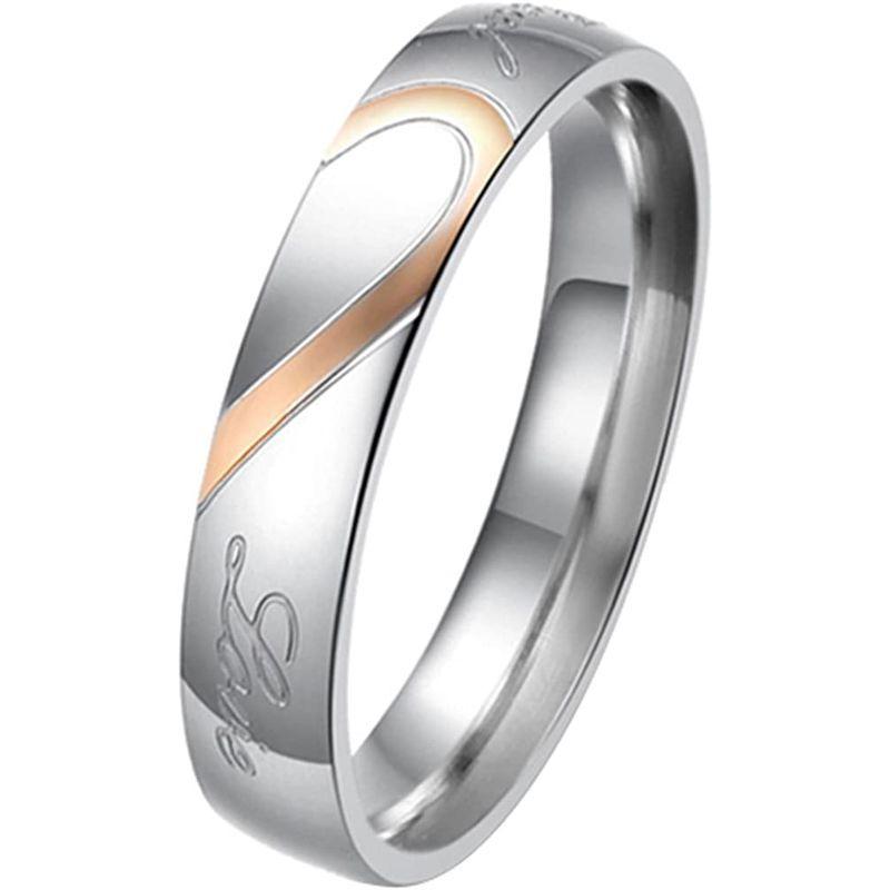 JewelryWe ジュエリー ファッション アクセサリー レディース リング, セットカップル指輪, ハート型, 婚約, 結婚, ステンレ|flvffymene|03