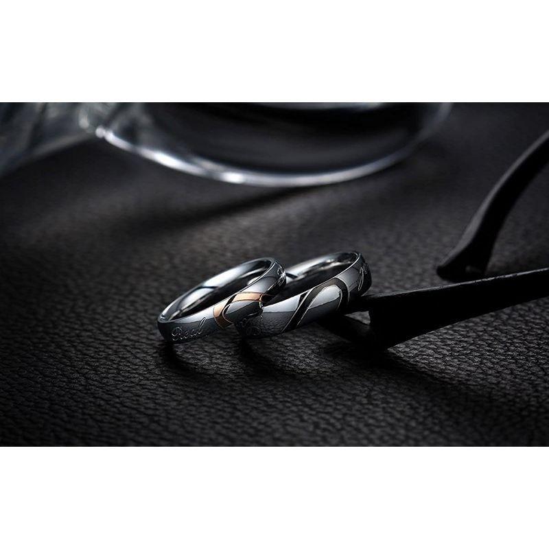 JewelryWe ジュエリー ファッション アクセサリー レディース リング, セットカップル指輪, ハート型, 婚約, 結婚, ステンレ|flvffymene|07