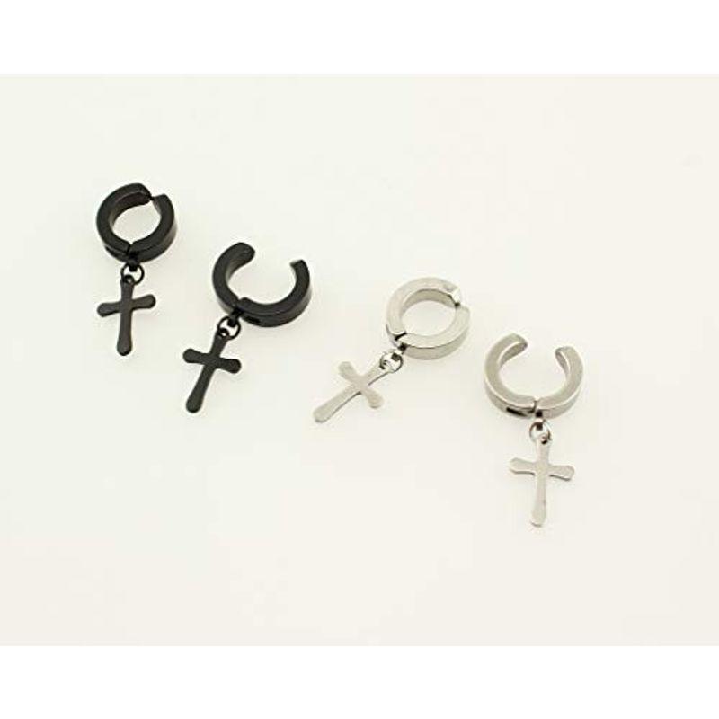 Olive G イヤリング フェイク ピアス クロス 十字架 イヤーカフ 2色 ペア かっこいい 逸品