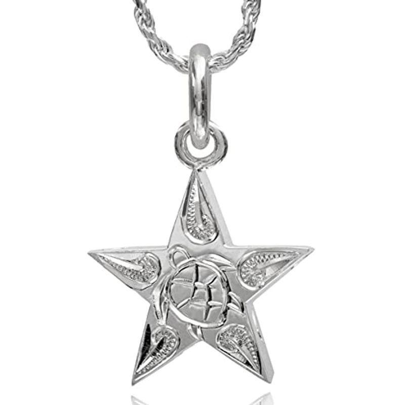 一部予約販売 レイラニ ハワイアンジュエリー ロープチェーン5 925 シルバー メンズ ネックレス ホヌ 海亀 スクロール彫りペンダント 星 スター メンズアクセサリー