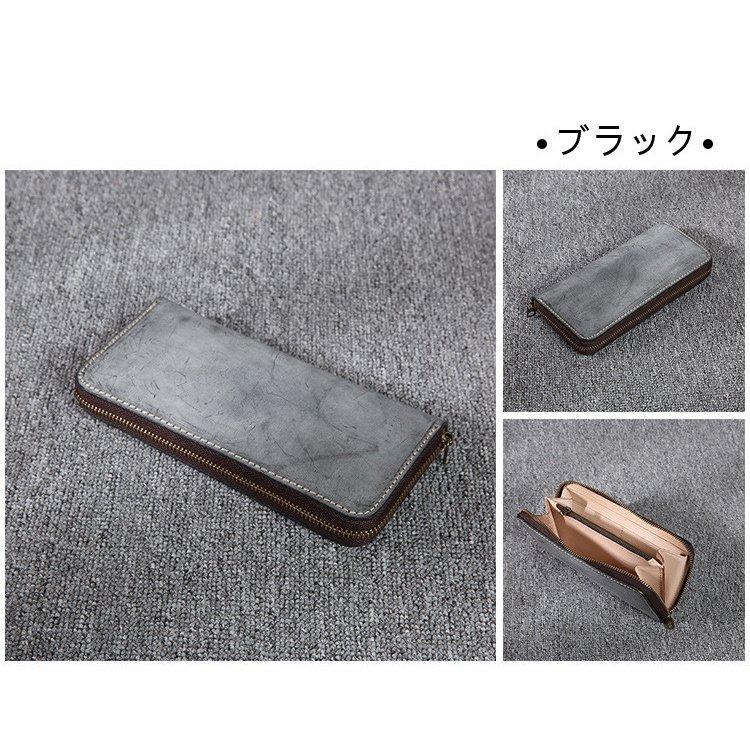 長財布 財布 レザー ヌメ革 シンプル おしゃれ シンプル レザー ラウンドファスナー 小銭入れ 天然牛革