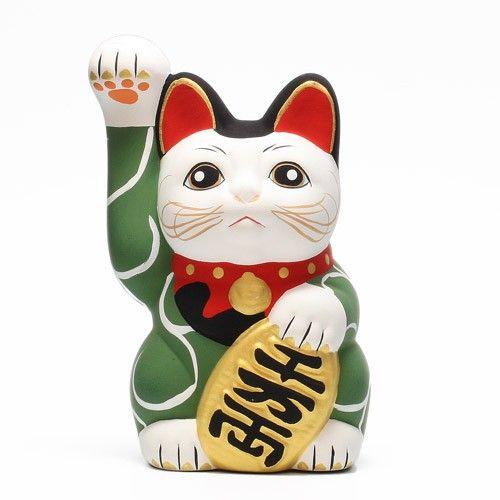 KARAKUSA MANEKI NEKO GREEN　（唐草 招き猫 グリーン 緑唐草）｜flyers