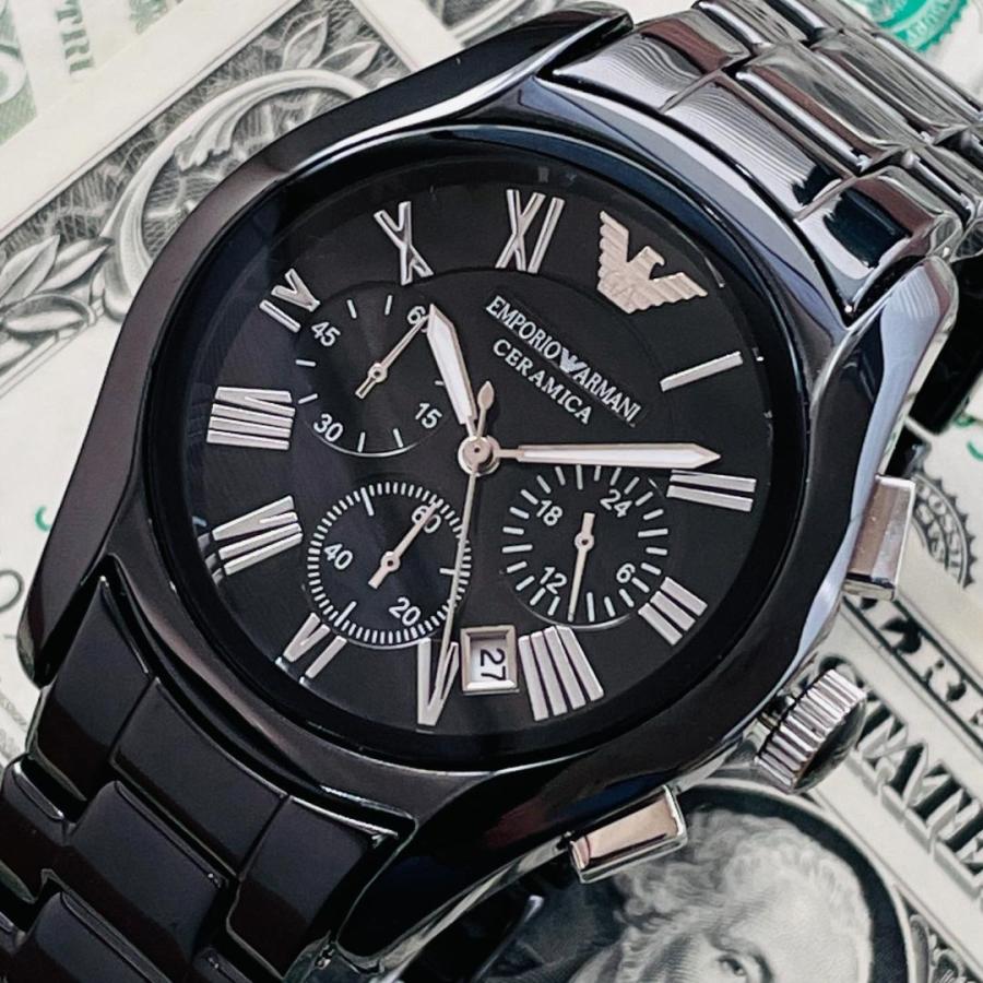 【新品未使用】エンポリオ・アルマーニEMPORIO ARMANIメンズ腕時計 セラミカAR1400クロノグラフ高級ブランド輸入クォーツ