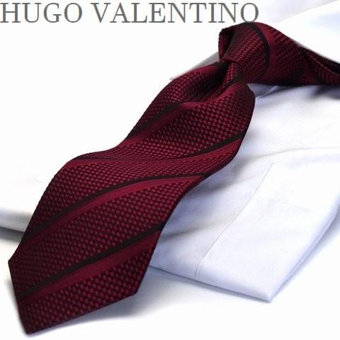 ネクタイ ※通常サイズより長いネクタイ 超ロングHUGO VALENTINO ヒューゴバレンチノ/エンジ/ストライプ/ブラック/c-lon-b-238｜flyingbluenet