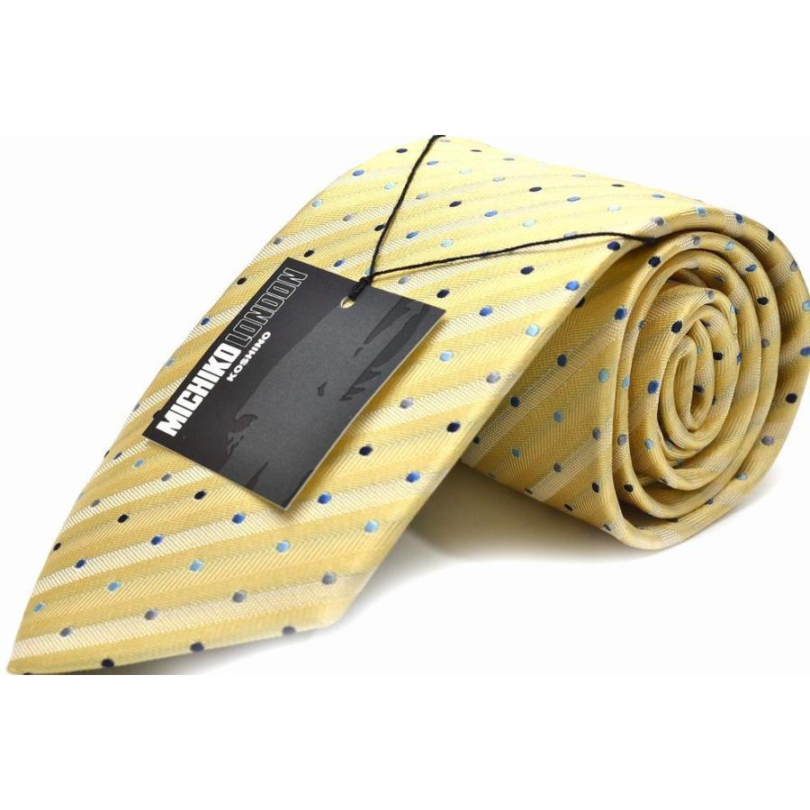 ネクタイ 父の日 プレゼント ギフト  就活 仮装 コスプレ M-114 MICHIKO LONDON ミチコロンドン  日本製 ネクタイ／ドット／イエロー