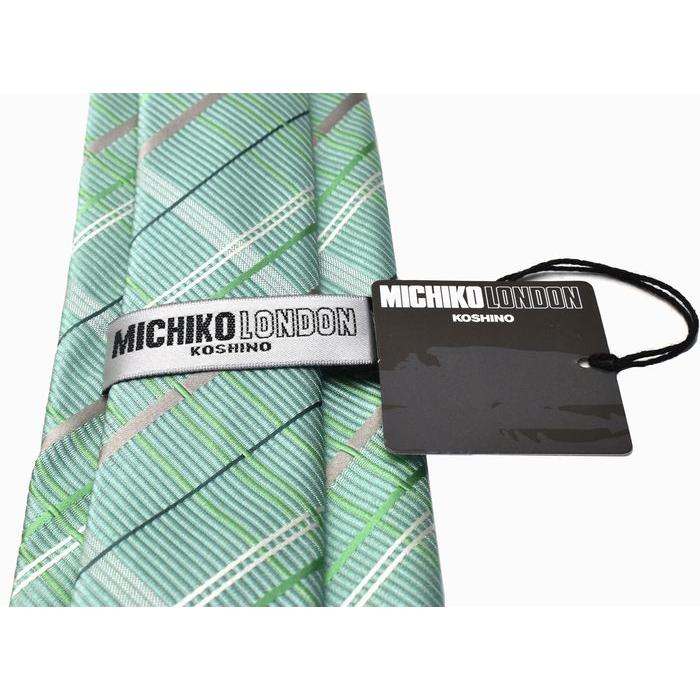 エルメス　ネクタイ　H柄　ストライプ ドット　チェック　エメラルドグリーン ネクタイ MICHIKO LONDON ミチコロンドン 日本製 エメラルド
