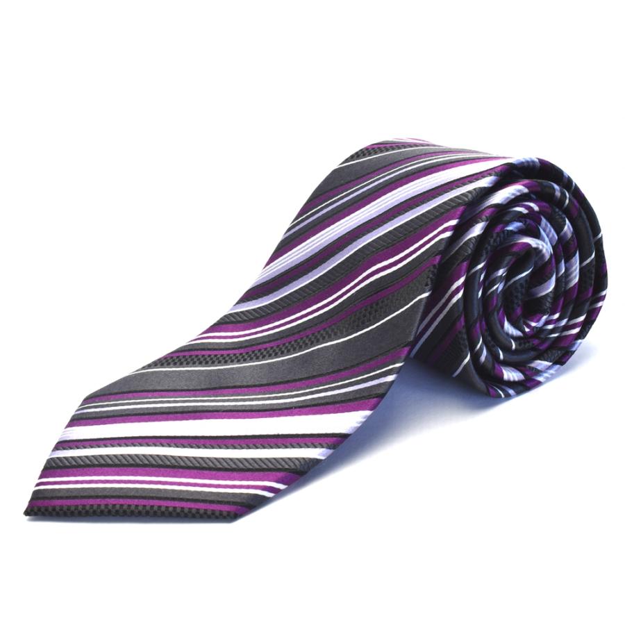 【美品】E. Marinella パープル ストライプ ネクタイ VALENTINO（ヴァレンティノ） HUGO VALENTINOネクタイ ストライプ