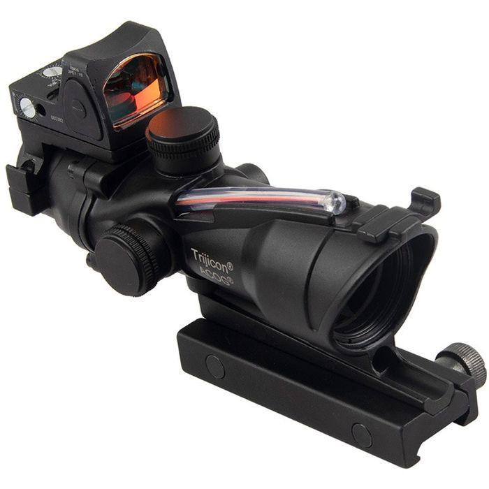 あすつく Trijicon ACOG4×32スコープ＆RMRドットレプリカ 集光チューブ式発光モデル sc-0043-BK｜flyingsquad｜03