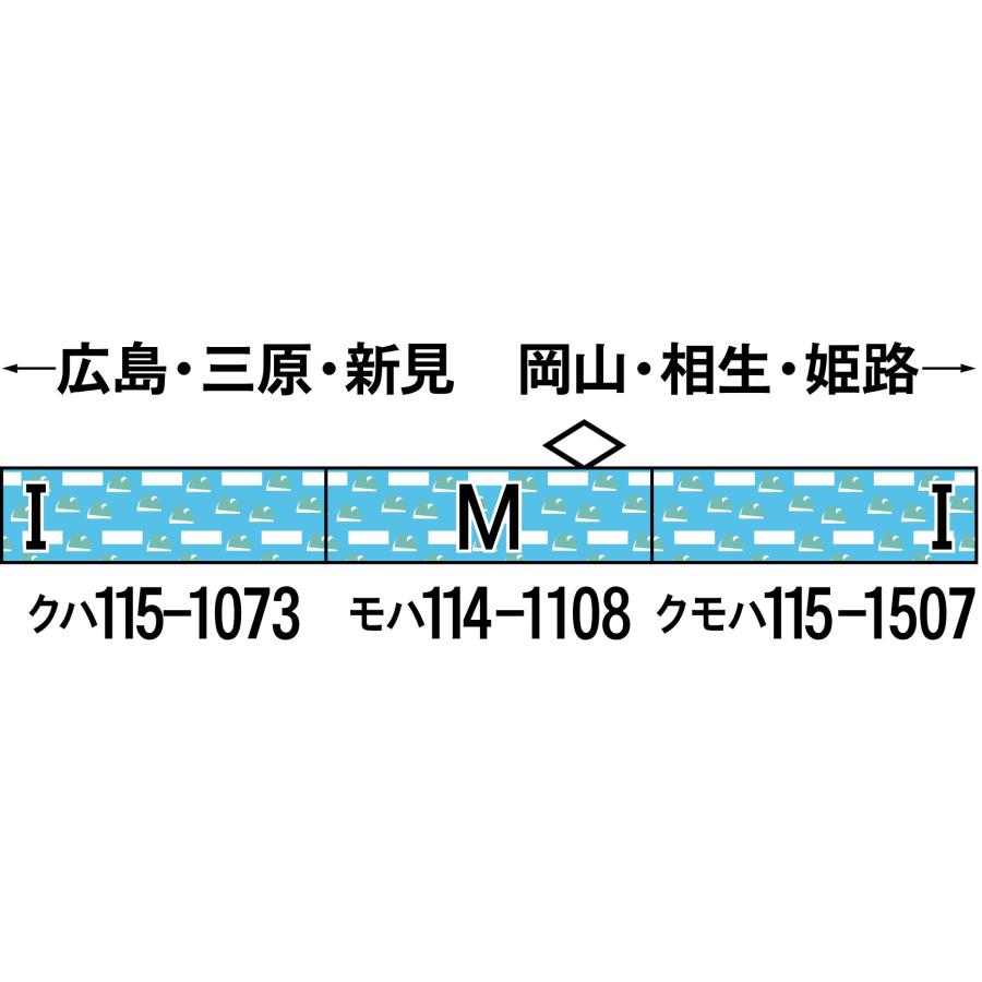 Nゲージ 鉄道模型 JR115系1000番台（SETOUCHI TRAIN）基本3両編成セット（動力付き） グリーンマックス 50761｜flyingsquad｜02