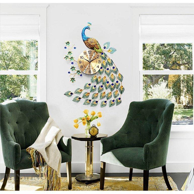 北欧 おしゃれ クジャクロック ウォールクロック インテリア時計 シンプル おしゃれ 壁掛け時計 カフェ風 壁掛け かわいい 70 65cm 北欧 ギフト P 壁掛け レトロ Flytiger 乾電池 壁掛け時計 大きい 即納新品