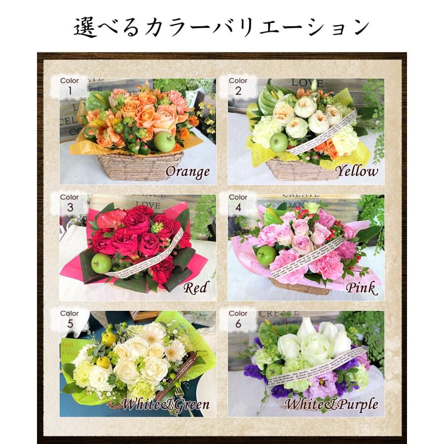 アレンジメント 生花 誕生日 正月 プレゼント 花 ギフト 女性 送料無料 季節の花でおまかせ バラ5本 ギフト 開店結婚記念日 お祝い フラワー お見舞い 退職 送別｜fmfloral｜10