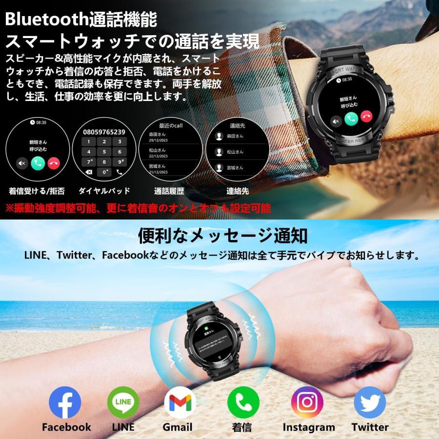 2024年新登場 スマートウォッチ 1.52インチ高精細大画面 軍用規格 