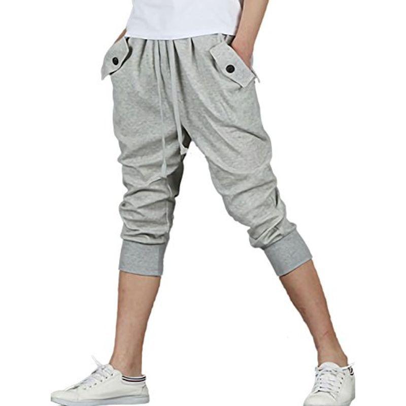 贈与 モノア スウェット パンツ メンズ 薄手 七分丈 トレーニング ウエア リラックス 部屋着 ハーフパンツ グレー L