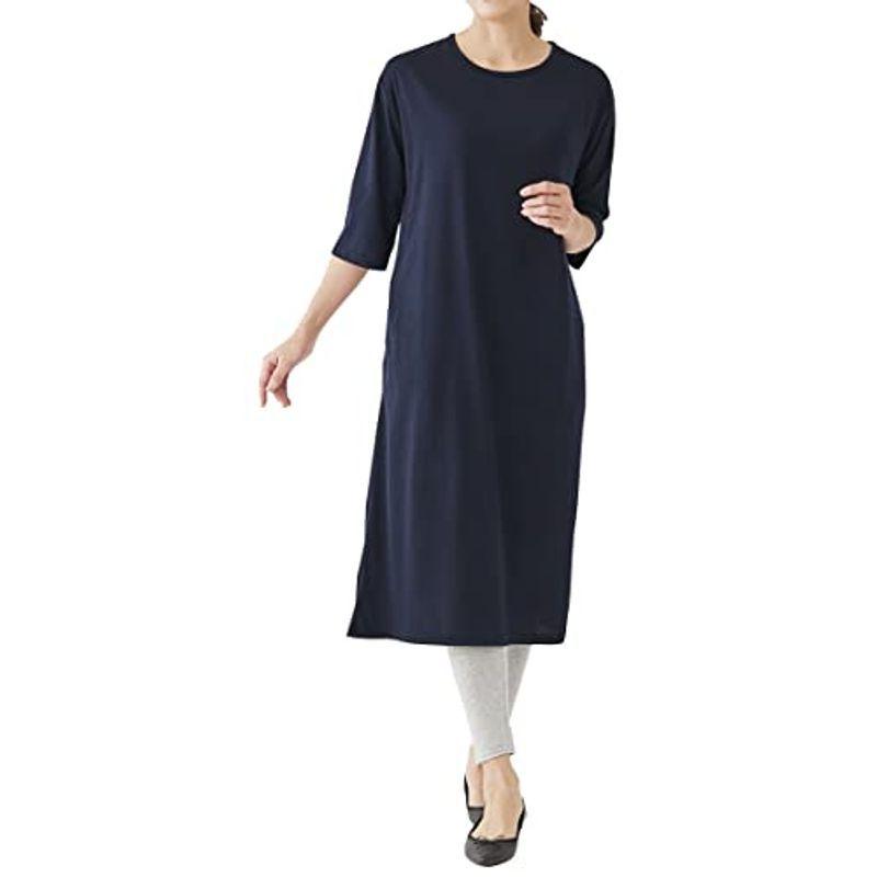 1530円 話題の行列 1枚で着られるカップ付楽ちんワンピース ネイビー Ll