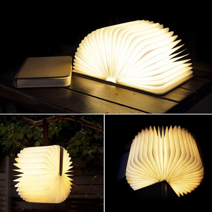 蛇腹式LEDブックライト木製表紙