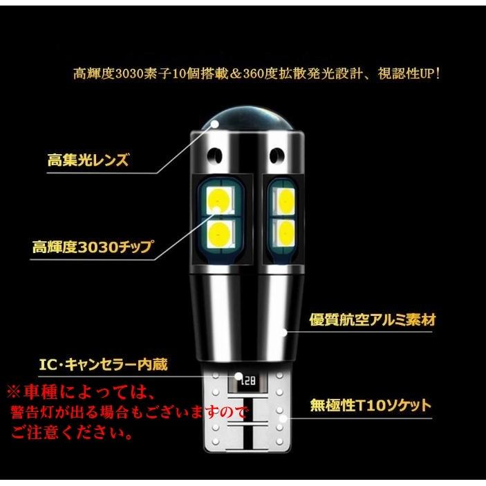 T10 T16 LED バルブ ポジション球 12V 24V アンバー ウェッジ バルブ T16 3030 SMD キャンセラー内蔵 2個 セット｜fnina｜02