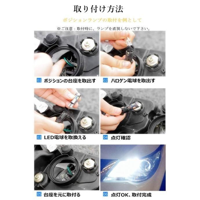 T10 T16 LED バルブ ポジション球 12V 24V アンバー ウェッジ バルブ T16 3030 SMD キャンセラー内蔵 2個 セット｜fnina｜04