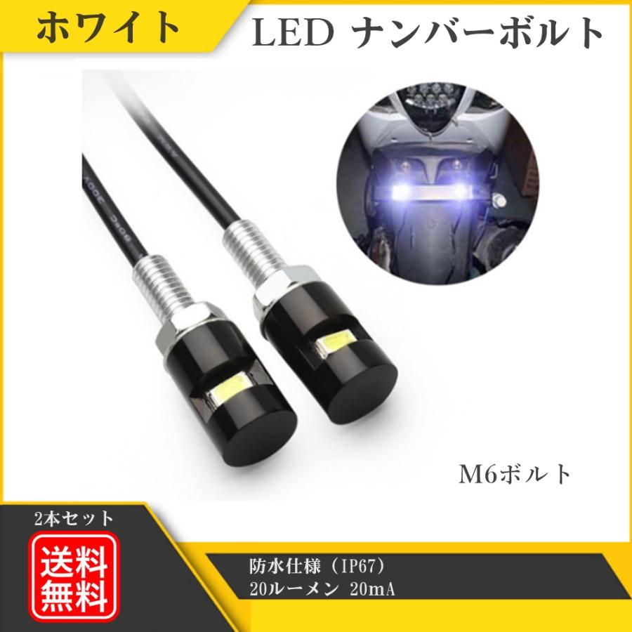 バイク LED ナンバー灯 2個 黒 LEDバルブ 内蔵ボルト 直角照射 バイク LED ナンバー灯 2個 黒 LEDバルブ 内蔵ボルト 直角照射