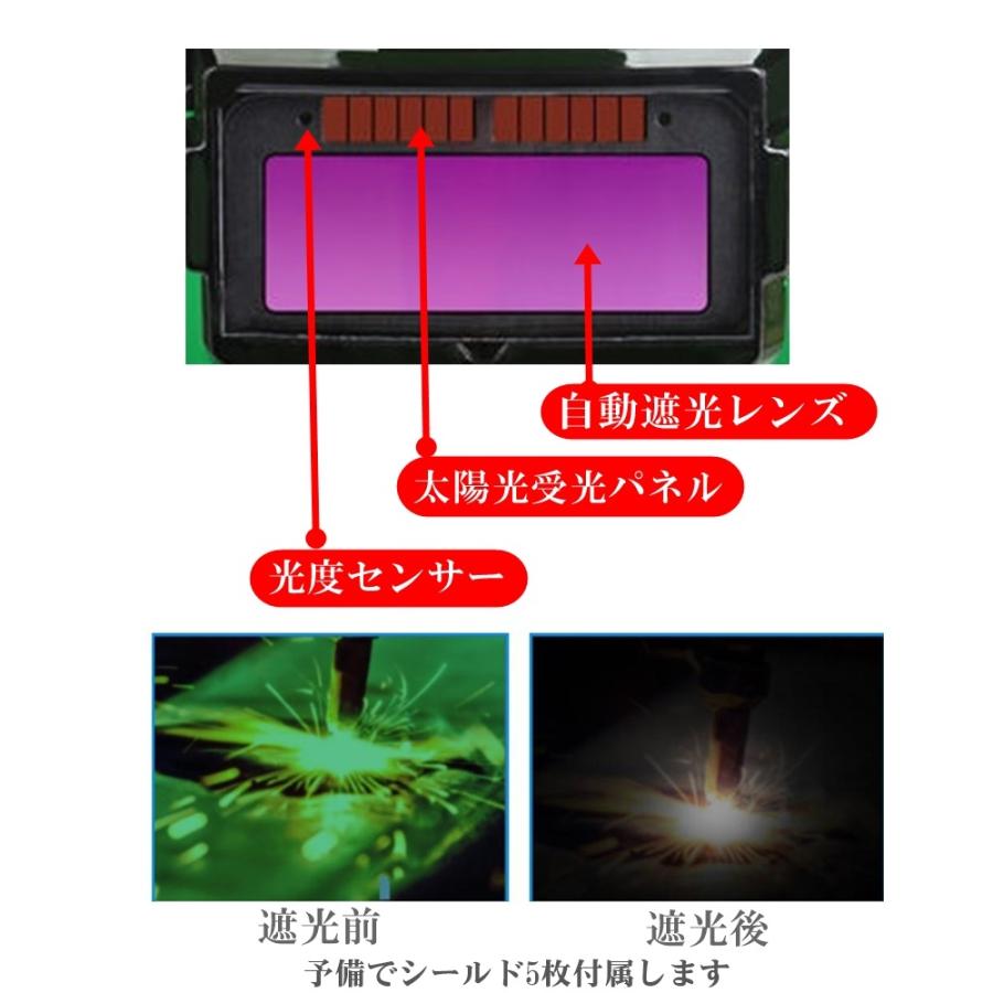 溶接面 溶接マスク 自動遮光 溶接メガネ 保護メガネ フェイスシールド 溶接ヘルメット 遮光速度 遮光面｜fnina｜04