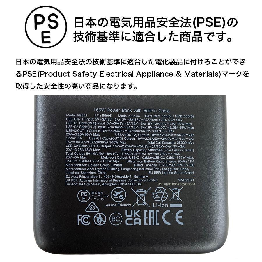 UGREEN UGREEN 25000mAhケーブル内蔵モバイルバッテリー 55995B