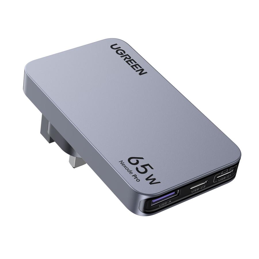 UGREEN Nexode Pro 薄型急速充電器 65W GaN 2C1A 3ポート 海外用変換