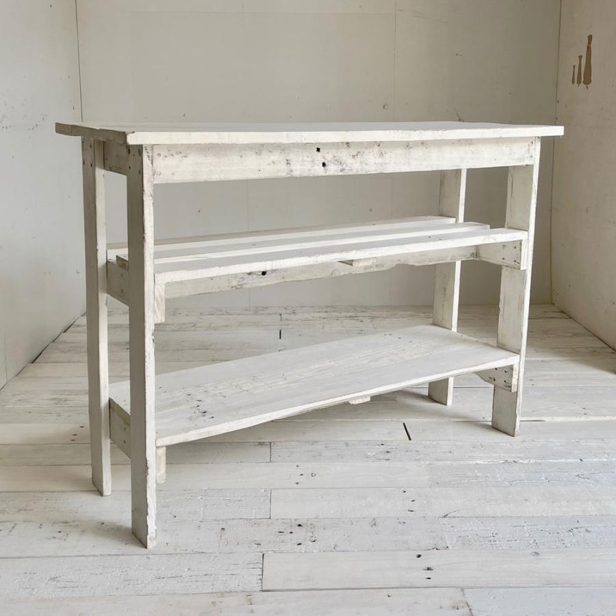 コンソールテーブル 棚2段 おしゃれ 北欧 白 ホワイト キッチン収納