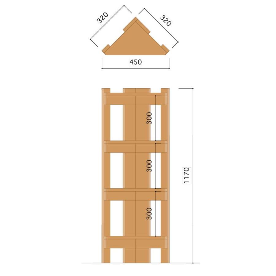 コーナーシェルフ 4段 コーナーラック 木製 おしゃれ 北欧