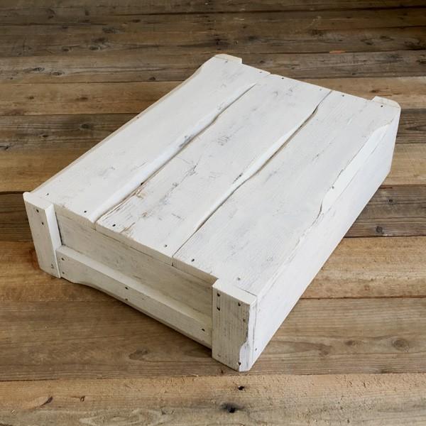 アンティークボックス 幅42-1 ホワイト 木製ボックス リサイクルウッド