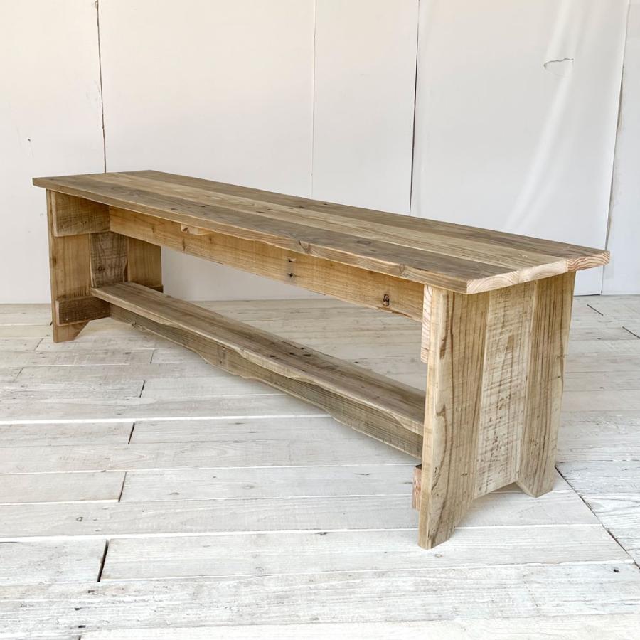 ベンチ 木製 L 幅140cm 木製ベンチ 棚付き おしゃれ 北欧 ハンドメイド 