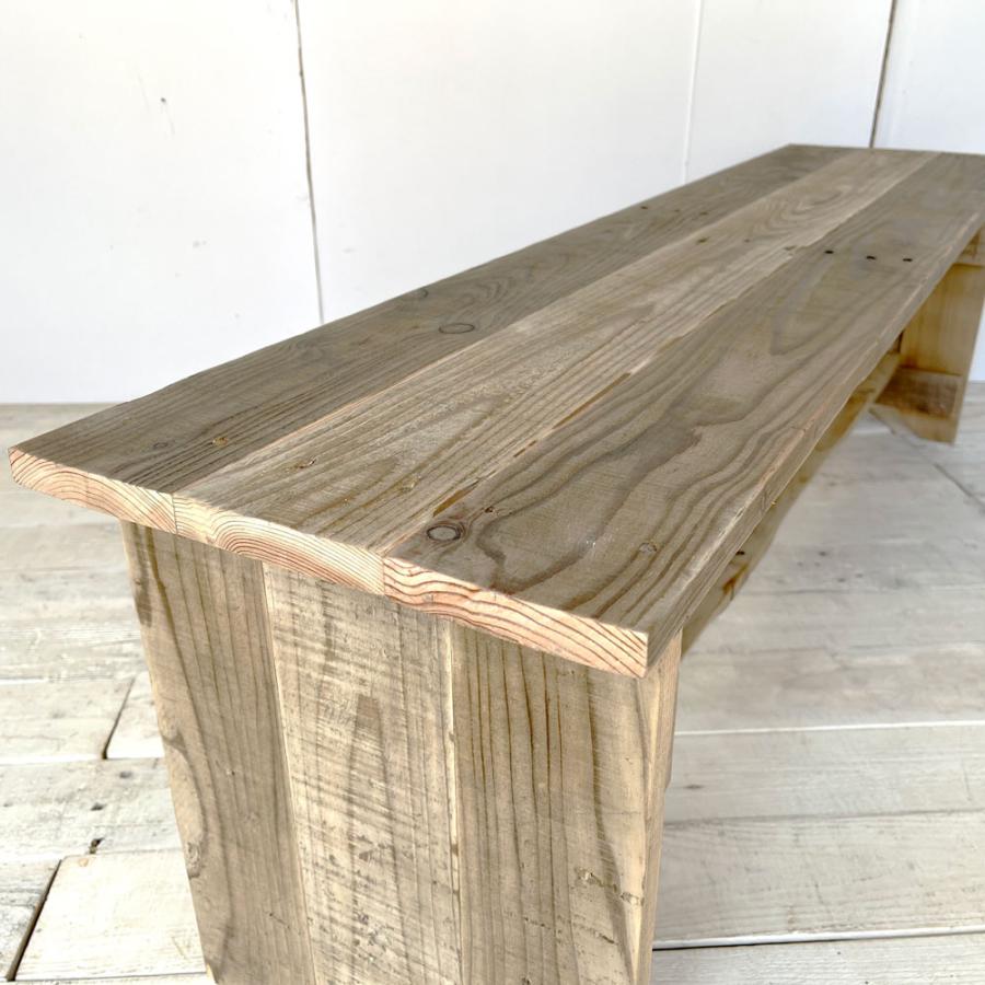 ベンチ 木製 L 幅140cm 木製ベンチ 棚付き おしゃれ 北欧 ハンドメイド