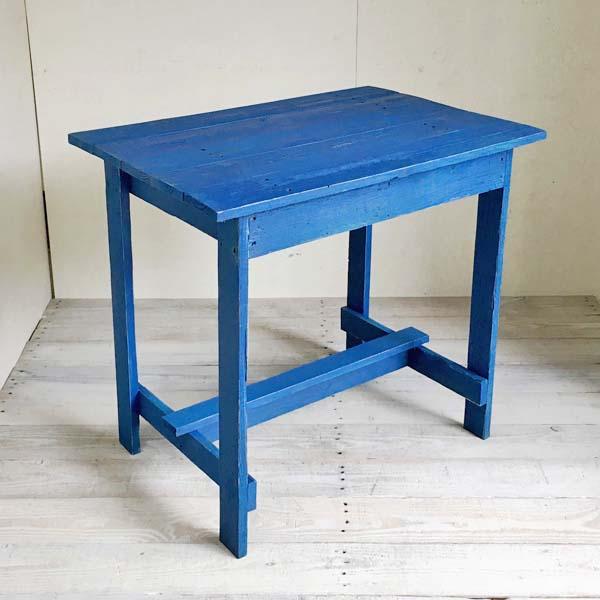 超特価sale開催 テーブル ダイニングテーブル デスク 木製 お買い得品 送料無料 リサイクルウッド ブルー ワーキングテーブルコンパクト