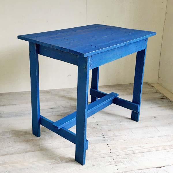 ダイニングテーブル 2人用 おしゃれ デスク 木製 コンパクト ハンドメイド家具 サイズオーダー テーブル リサイクルウッド 青 ブルー｜fogliafiore｜02