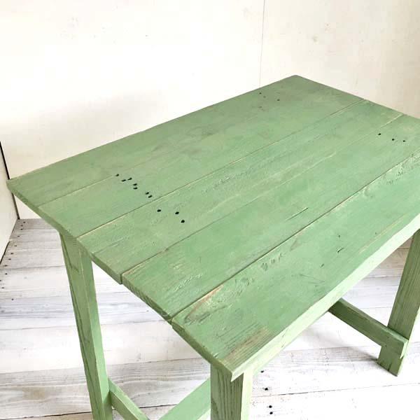 ダイニングテーブル 2人用 おしゃれ デスク 木製 コンパクト ハンドメイド家具 サイズオーダー テーブル リサイクルウッド 緑 グリーン｜fogliafiore｜05