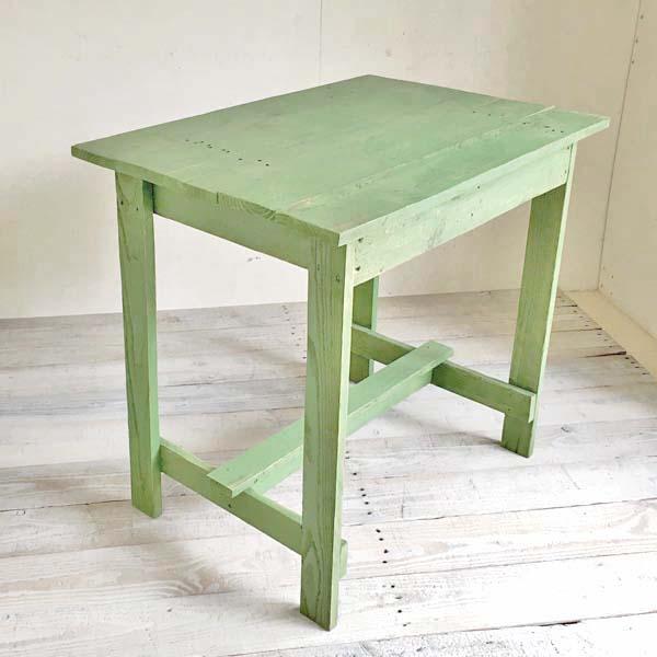 ダイニングテーブル 2人用 おしゃれ デスク 木製 コンパクト ハンドメイド家具 サイズオーダー テーブル リサイクルウッド 緑 グリーン｜fogliafiore｜02