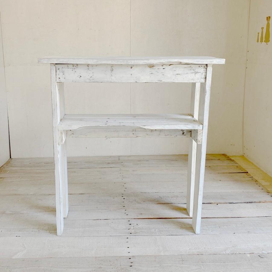 コンソールテーブル 23 ホワイト スリム 玄関収納 棚 白 天然木 無垢