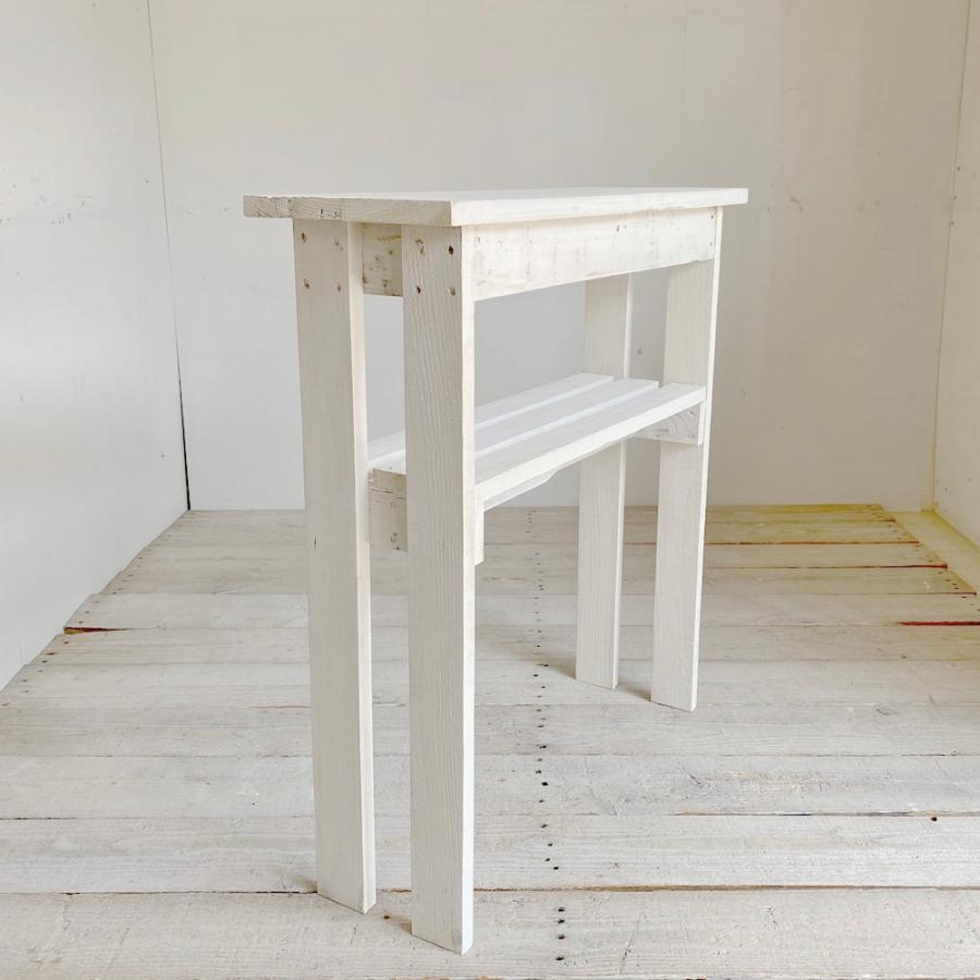 コンソールテーブル 23 ホワイト スリム 玄関収納 棚 白 天然木